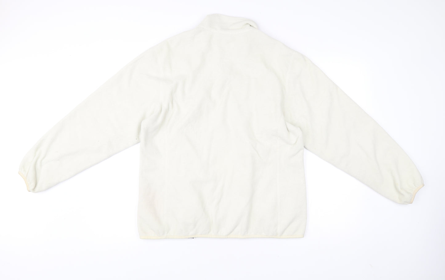 Lands' End Women Ivory Fleece Full Zip Jacket Size 16 Regular