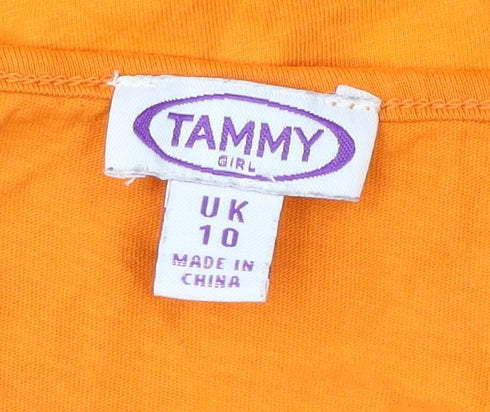 Tammy Girl Teens Orange Cotton Shift Dress UK 10 Summer Casual