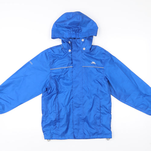 Trespass Boys Blue Waterproof Rain Coat Jacket 9-10 Years Hooded