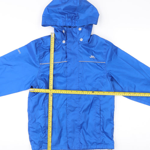 Trespass Boys Blue Waterproof Rain Coat Jacket 9-10 Years Hooded