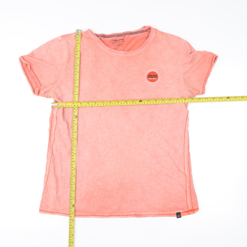 Blend Men's Pink Medium Cotton Crew Neck Short Sleeve T-Shirt