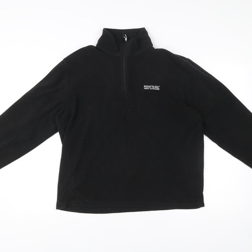 Regatta Mens Black Fleece Sweatshirt L 1/4 Zip Pullover Outdoor