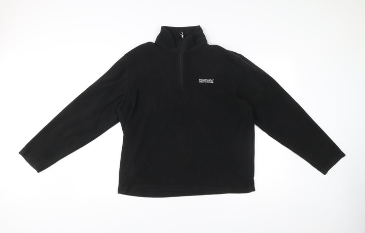 Regatta Mens Black Fleece Sweatshirt L 1/4 Zip Pullover Outdoor