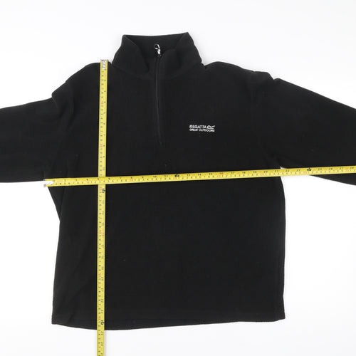 Regatta Mens Black Fleece Sweatshirt L 1/4 Zip Pullover Outdoor
