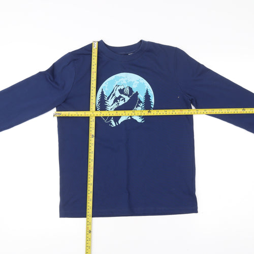 Lands' End Boys Blue Long Sleeve Wolf Graphic T-Shirt Size 14 Years