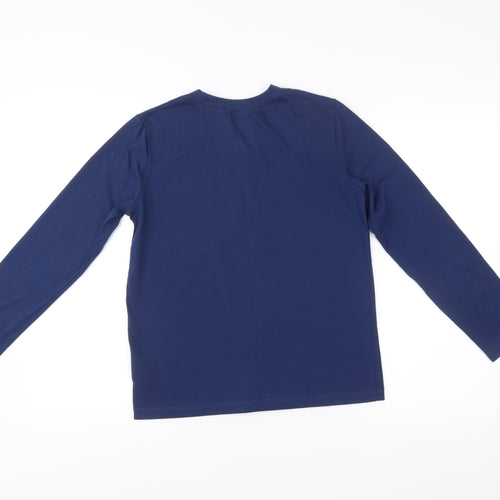 Lands' End Boys Blue Long Sleeve Wolf Graphic T-Shirt Size 14 Years