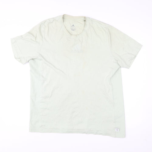 Adidas Men’s Beige L T-Shirt Organic Cotton Crew Neck Short Sleeve