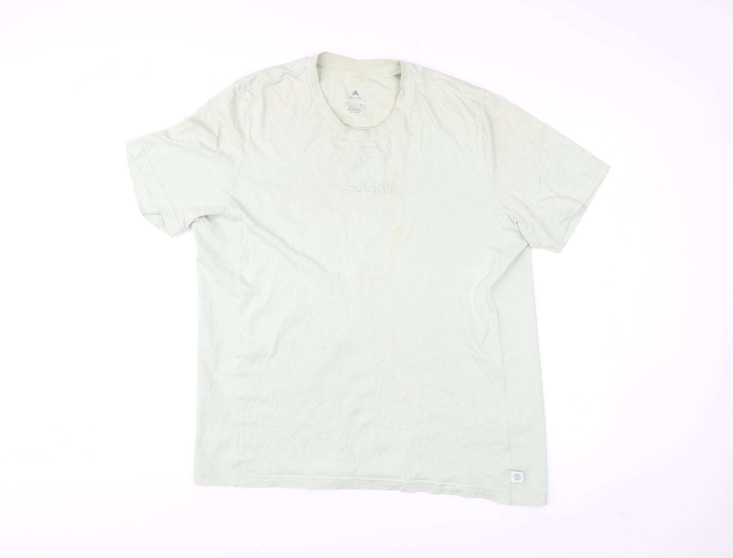 Adidas Men’s Beige L T-Shirt Organic Cotton Crew Neck Short Sleeve