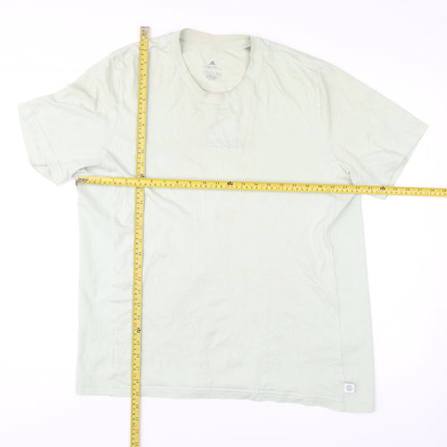Adidas Men’s Beige L T-Shirt Organic Cotton Crew Neck Short Sleeve