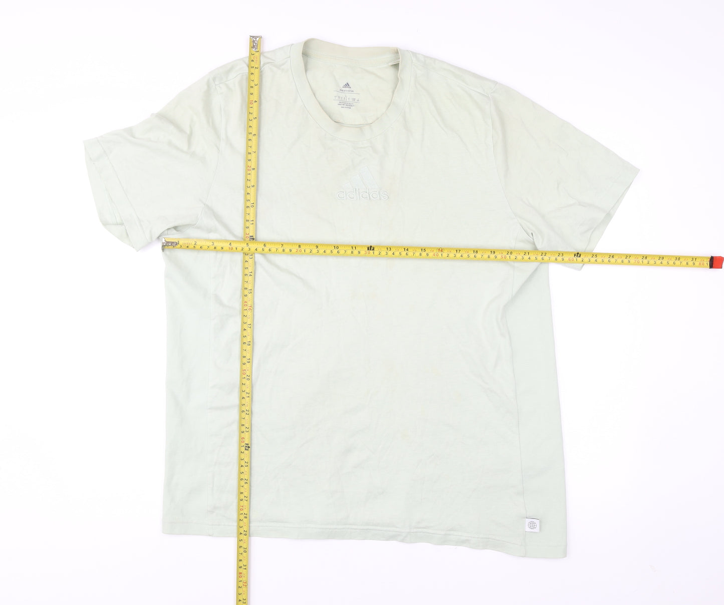 Adidas Men’s Beige L T-Shirt Organic Cotton Crew Neck Short Sleeve