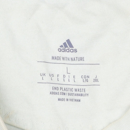 Adidas Men’s Beige L T-Shirt Organic Cotton Crew Neck Short Sleeve