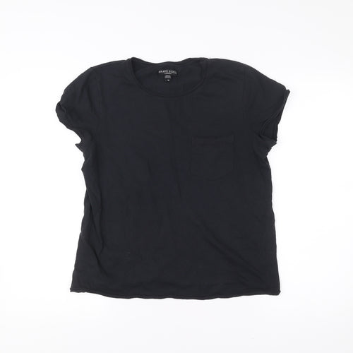 Brave Soul Womens Black Cotton Basic Short Sleeve T-Shirt M