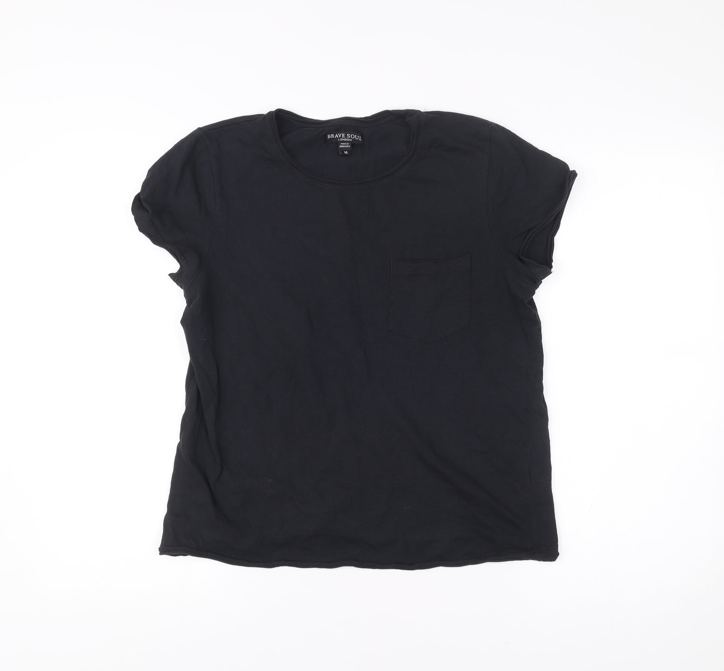 Brave Soul Womens Black Cotton Basic Short Sleeve T-Shirt M