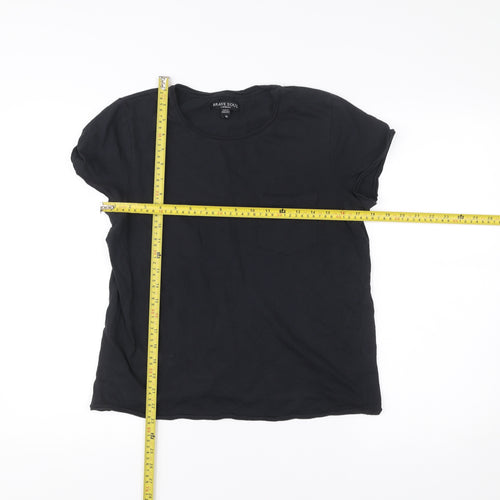 Brave Soul Womens Black Cotton Basic Short Sleeve T-Shirt M
