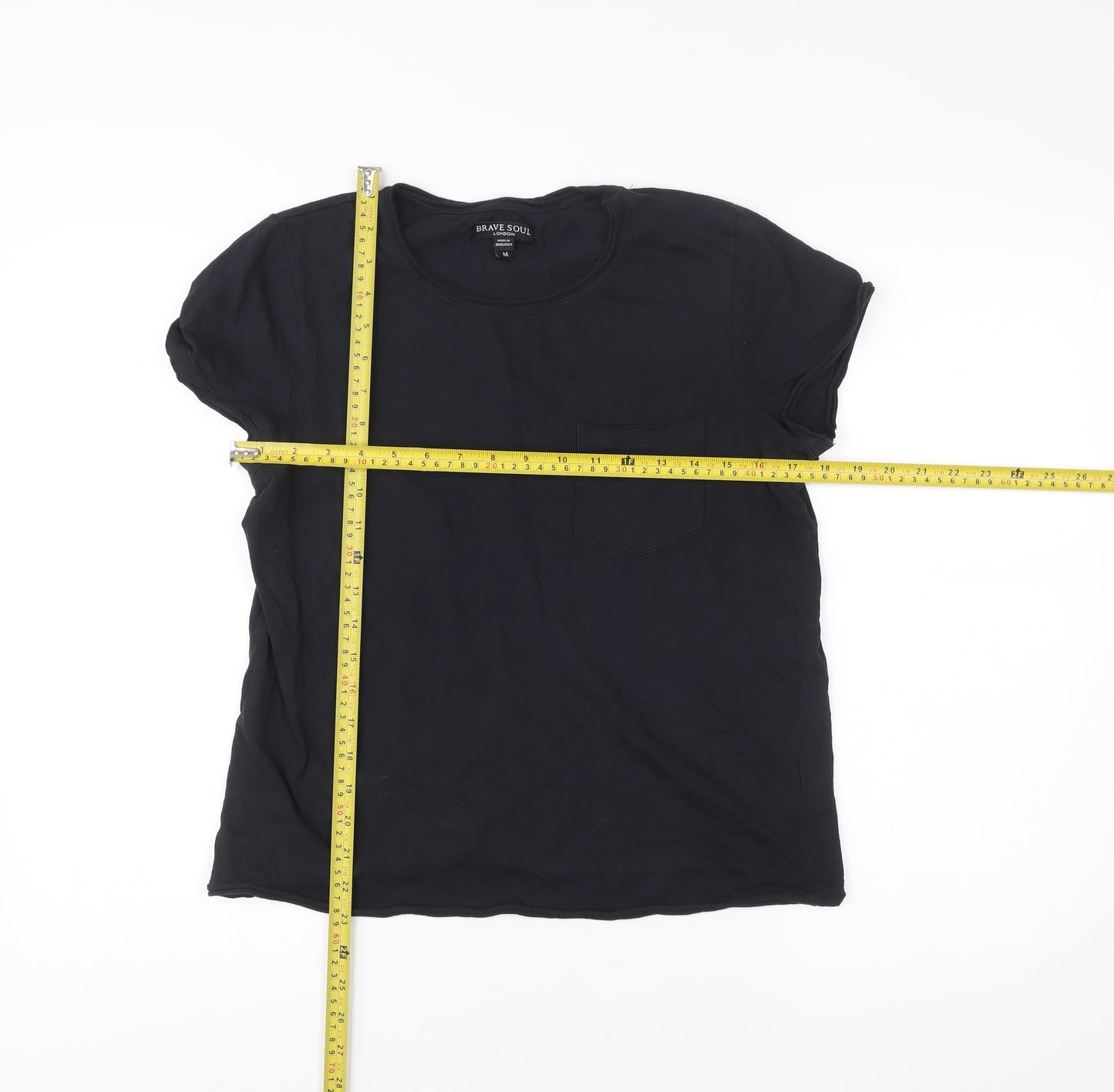 Brave Soul Womens Black Cotton Basic Short Sleeve T-Shirt M