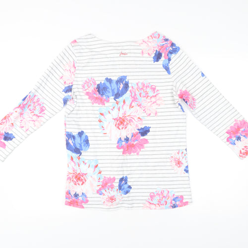 Joules Womens Multicoloured Floral Stripe Cotton 3/4 Sleeve T-Shirt UK 12