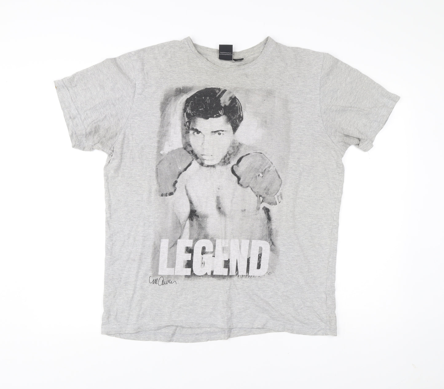 Celebrity Icons Men’s Grey Boxing Legend Graphic T-Shirt Size L