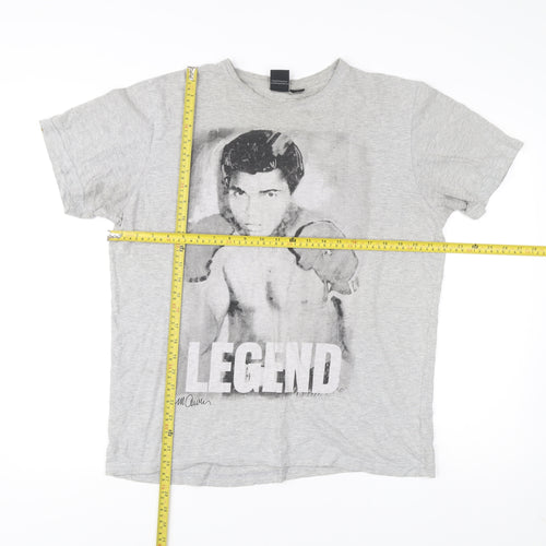 Celebrity Icons Men’s Grey Boxing Legend Graphic T-Shirt Size L