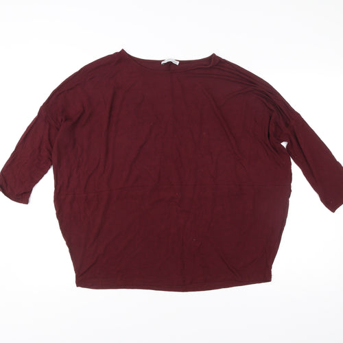 Zara Women Red Tunic Style 3/4 Sleeve Relaxed Fit Top Size 4