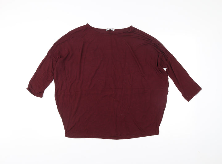 Zara Women Red Tunic Style 3/4 Sleeve Relaxed Fit Top Size 4