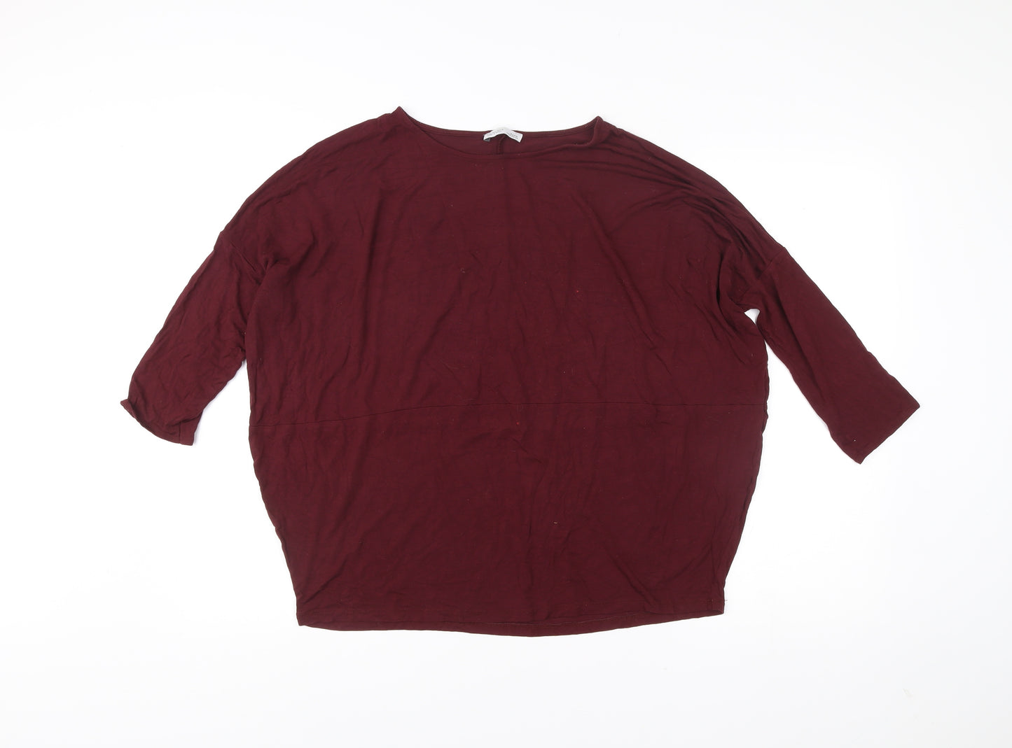 Zara Women Red Tunic Style 3/4 Sleeve Relaxed Fit Top Size 4