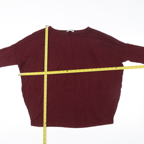 Zara Women Red Tunic Style 3/4 Sleeve Relaxed Fit Top Size 4