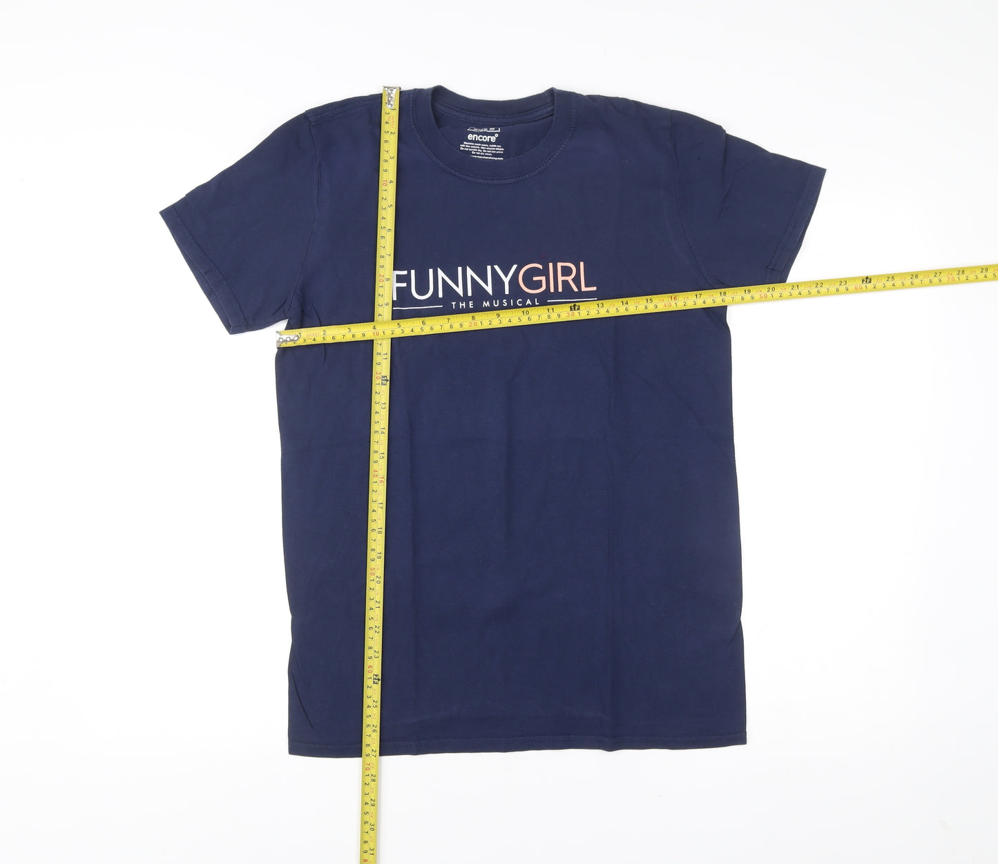 Encore Womens Blue Funny Girl Musical Graphic T-Shirt Size M