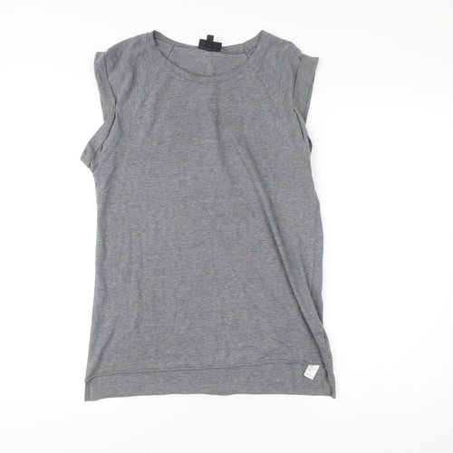 Topshop Womens Grey Size 8 Sleeveless Crew Neck Jersey T-Shirt