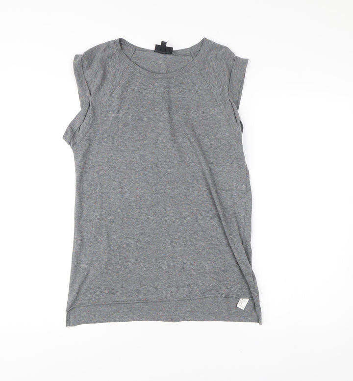 Topshop Womens Grey Size 8 Sleeveless Crew Neck Jersey T-Shirt