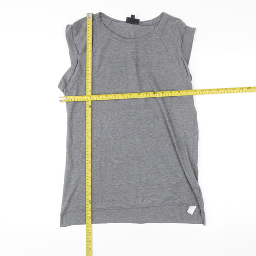 Topshop Womens Grey Size 8 Sleeveless Crew Neck Jersey T-Shirt
