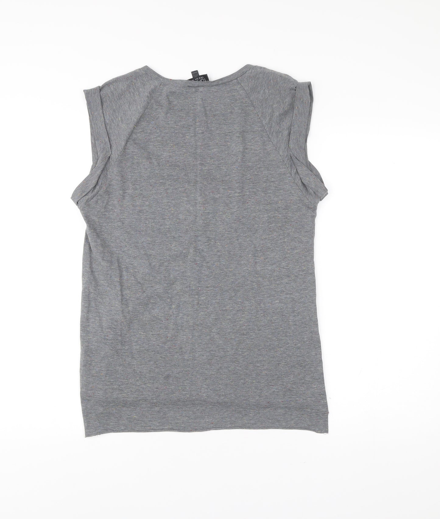 Topshop Womens Grey Size 8 Sleeveless Crew Neck Jersey T-Shirt