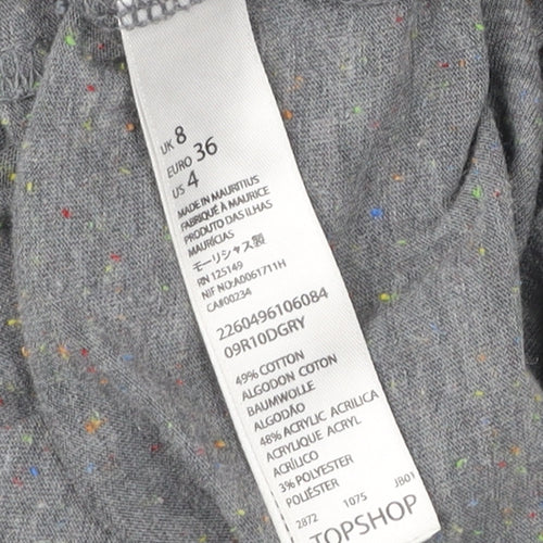 Topshop Womens Grey Size 8 Sleeveless Crew Neck Jersey T-Shirt