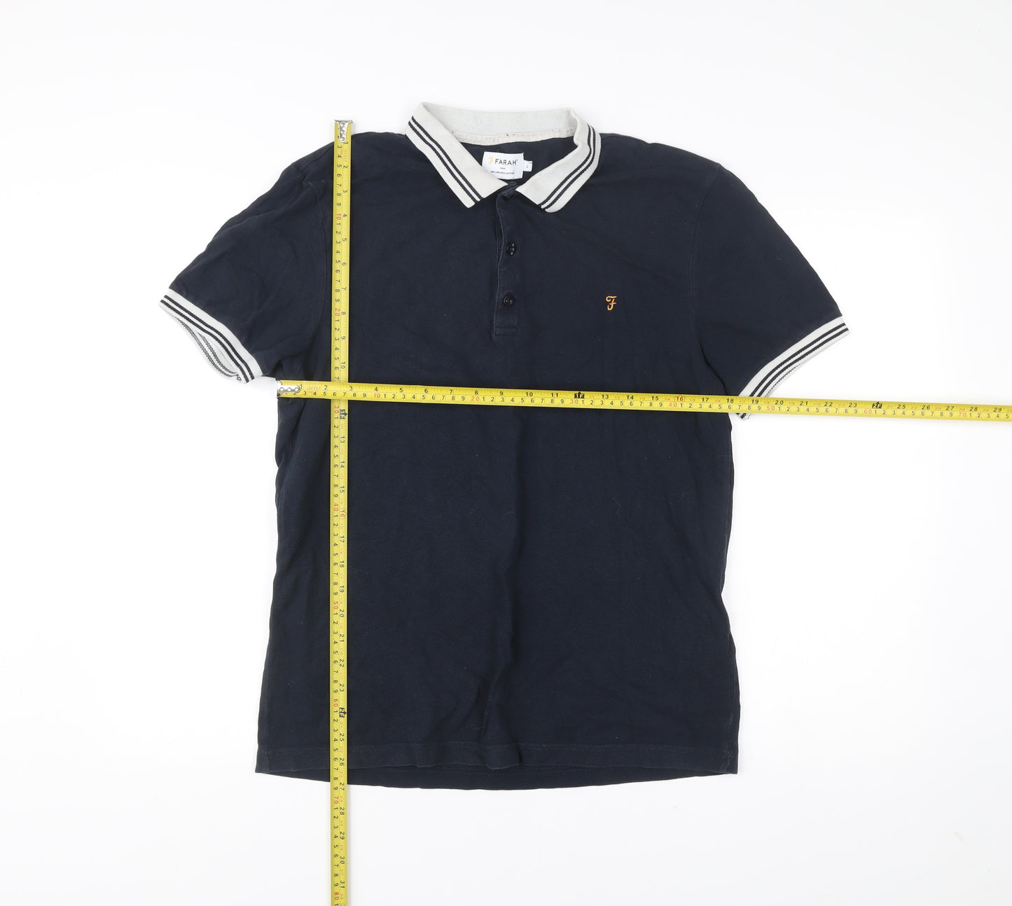 Farah Men’s Blue Polo Shirt L Cotton Short Sleeve Collared