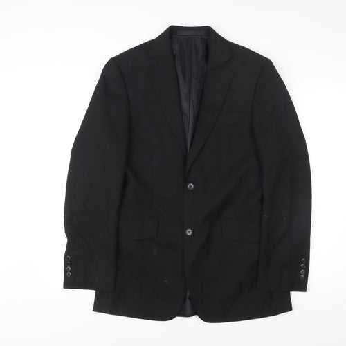 Dehavilland Men's Black Blazer Jacket 36R Long Regular Fit Two Button