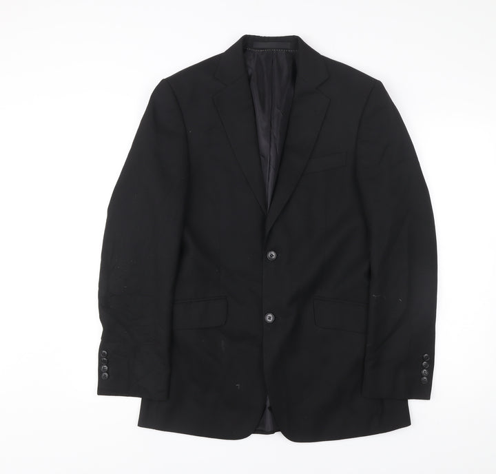 Dehavilland Men's Black Blazer Jacket 36R Long Regular Fit Two Button