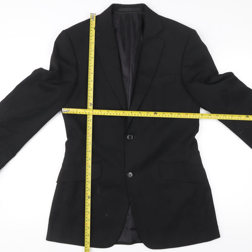 Dehavilland Men's Black Blazer Jacket 36R Long Regular Fit Two Button