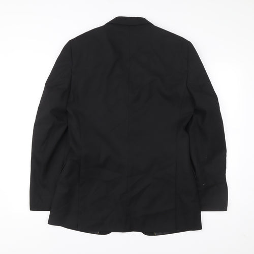 Dehavilland Men's Black Blazer Jacket 36R Long Regular Fit Two Button