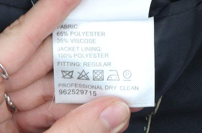 Dehavilland Men's Black Blazer Jacket 36R Long Regular Fit Two Button