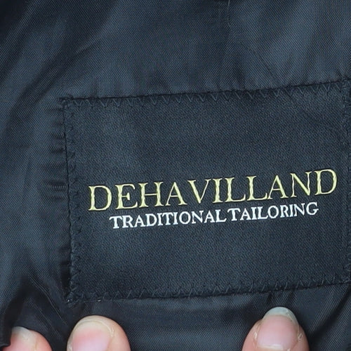Dehavilland Men's Black Blazer Jacket 36R Long Regular Fit Two Button