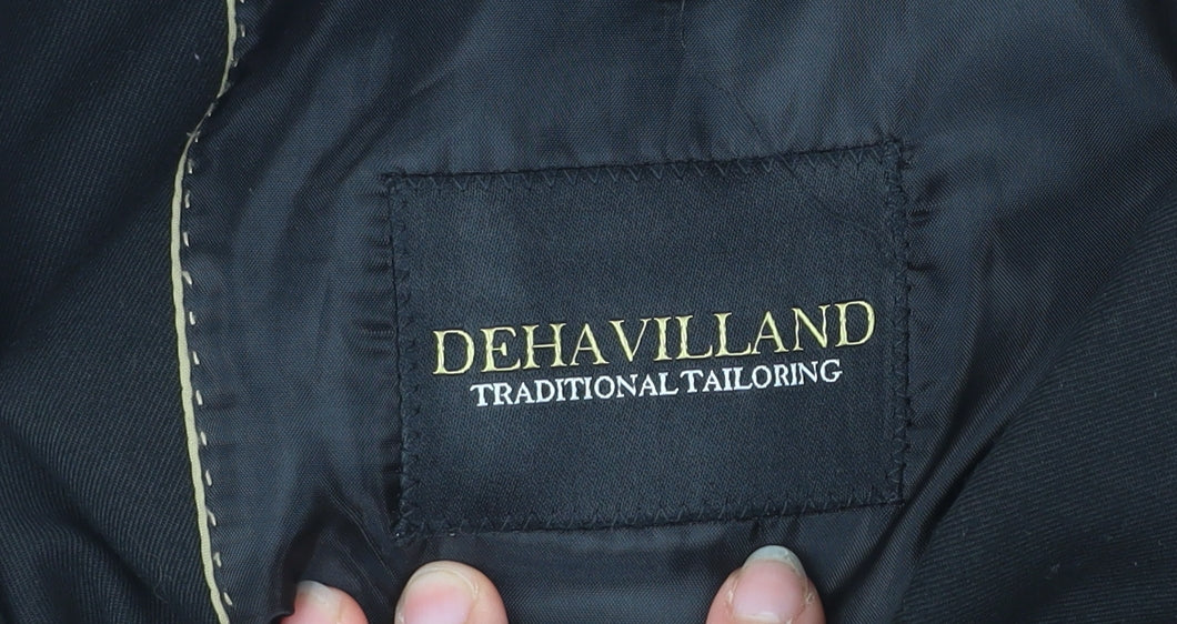 Dehavilland Men's Black Blazer Jacket 36R Long Regular Fit Two Button