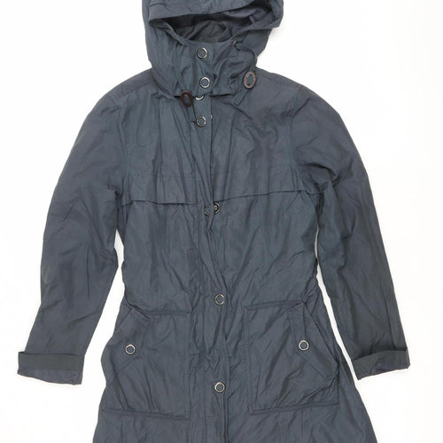 Marks and Spencer Women’s Blue Parka Coat Small Hooded Belted