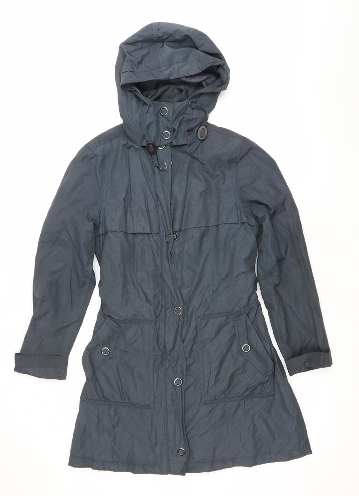 Marks and Spencer Women’s Blue Parka Coat Small Hooded Belted