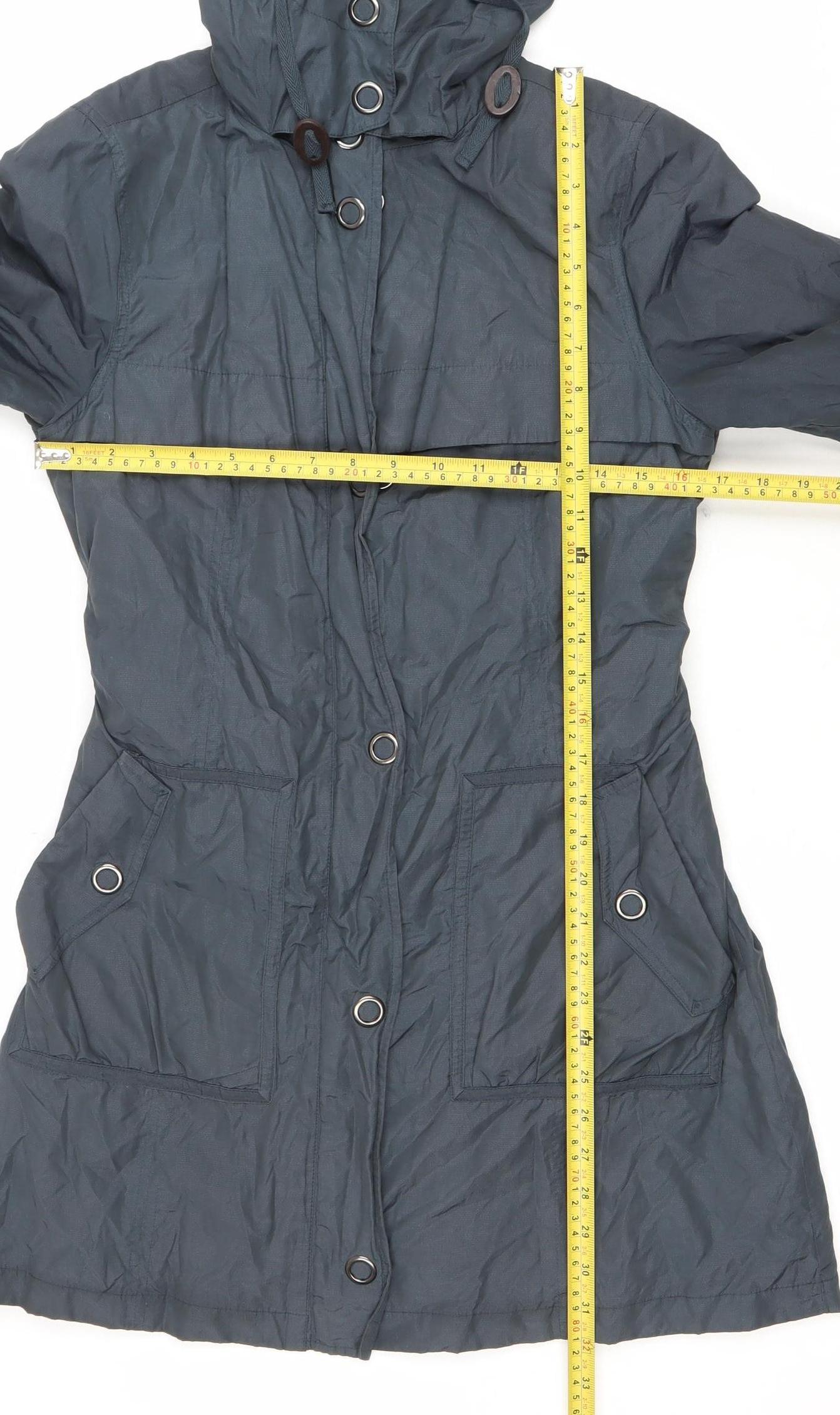 Marks and Spencer Women’s Blue Parka Coat Small Hooded Belted