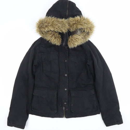Jeans The Original Womens Black Mid-Length Hooded Parka Jacket M