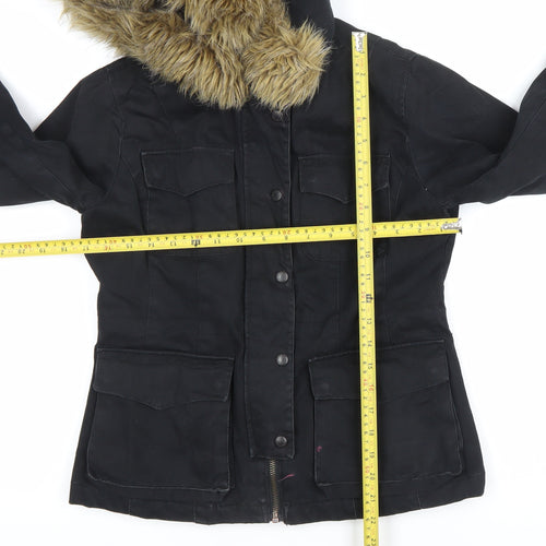 Jeans The Original Womens Black Mid-Length Hooded Parka Jacket M