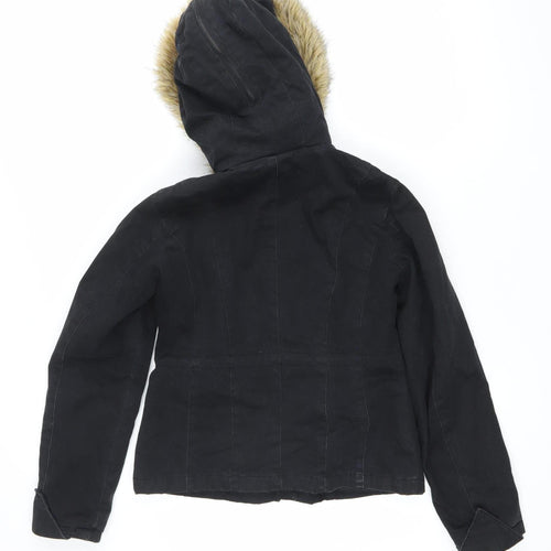 Jeans The Original Womens Black Mid-Length Hooded Parka Jacket M