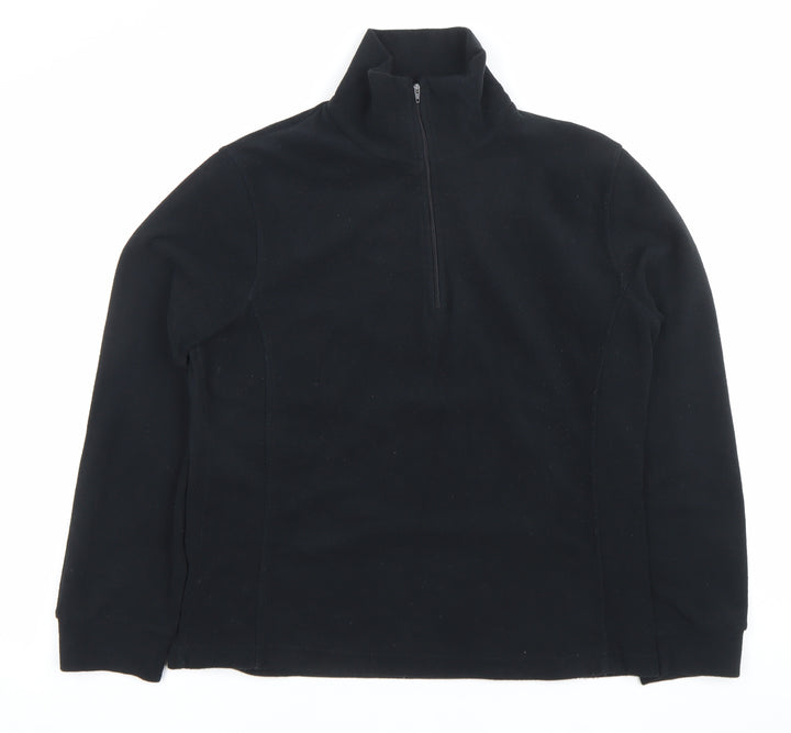 Dynamic Womens Black Fleece Pullover Sweatshirt Size L 1/4 Zip Warm