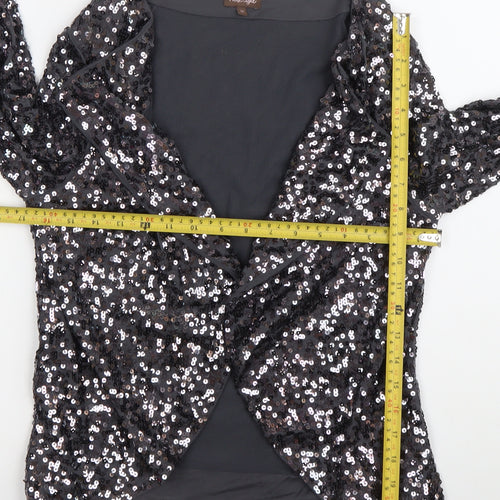 Phase Eight Women Black Sequin Cardigan Size 12 Formal Partywear