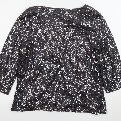 Phase Eight Women Black Sequin Cardigan Size 12 Formal Partywear