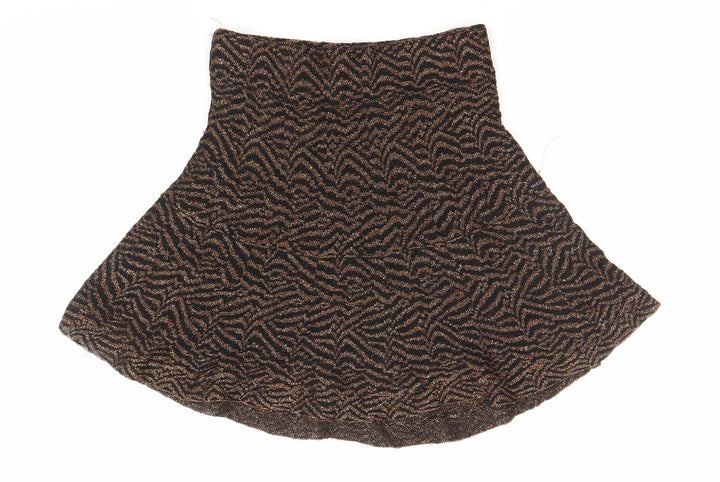 Zara Women Black Brown Animal Print Knit A-Line Skirt Size S